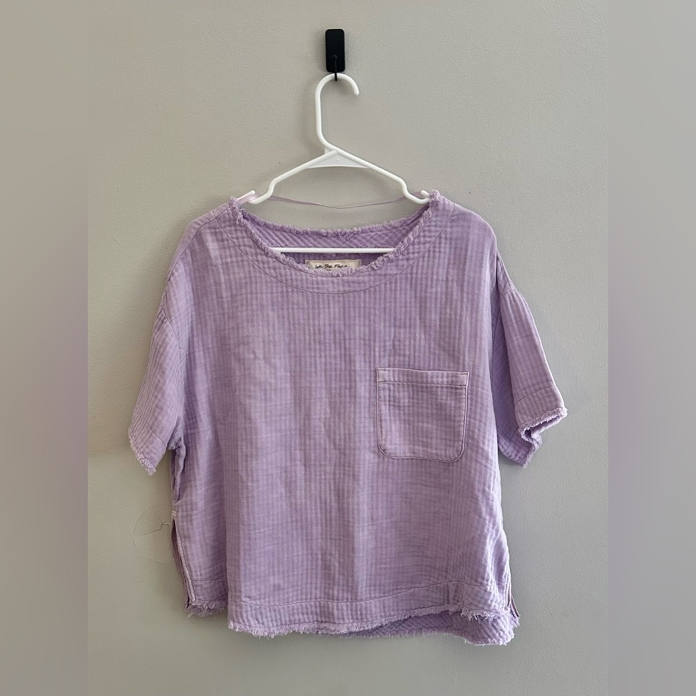 We The Free People Palo Alto Pocket Tee Top Purple | Size Small S